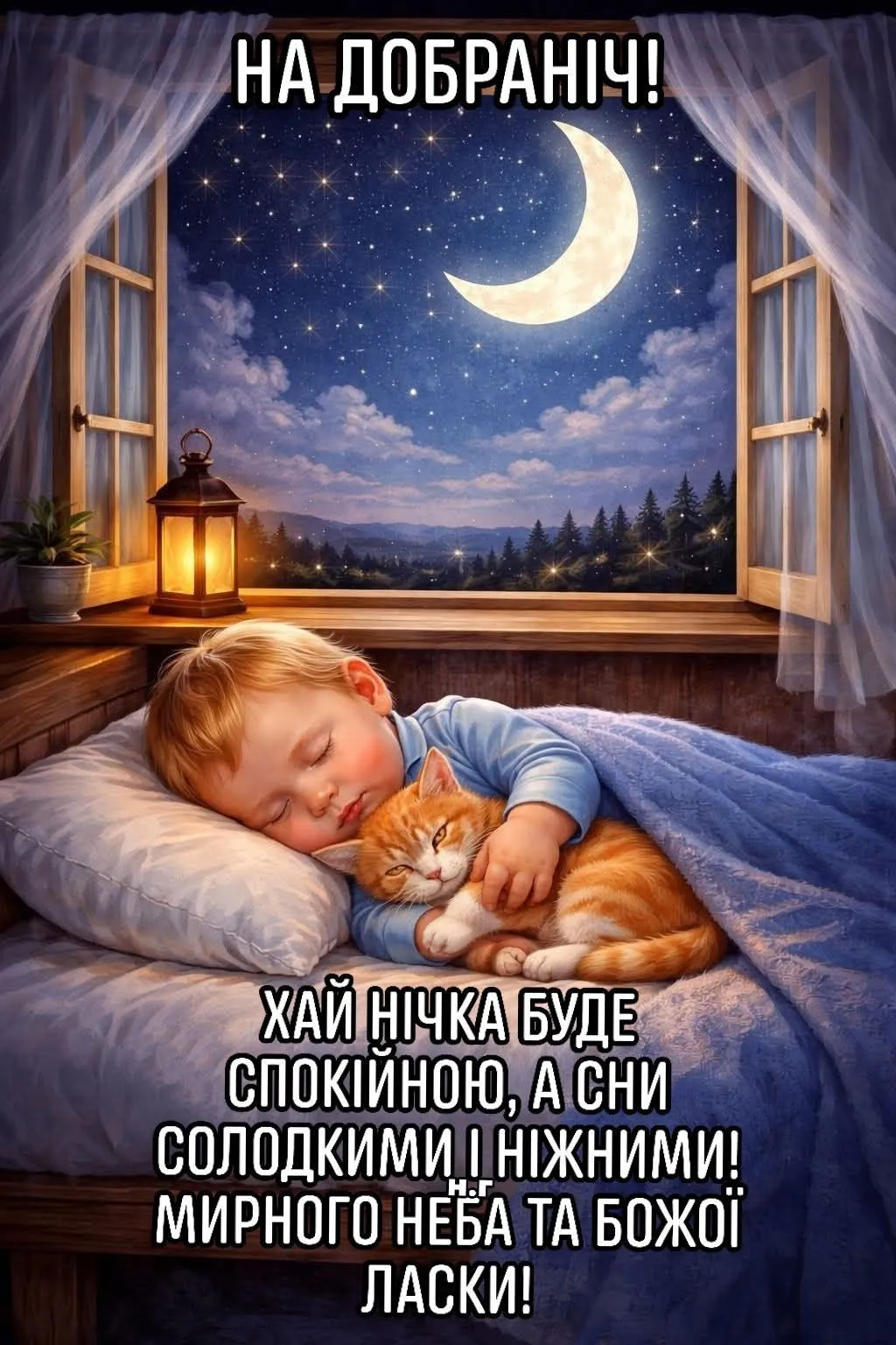Сучасна картинка на добраніч - для теплого вечірнього повідомлення, для Viber і Telegram Сучасна картинка на добраніч - для теплого вечірнього повідомлення, для Viber і Telegram